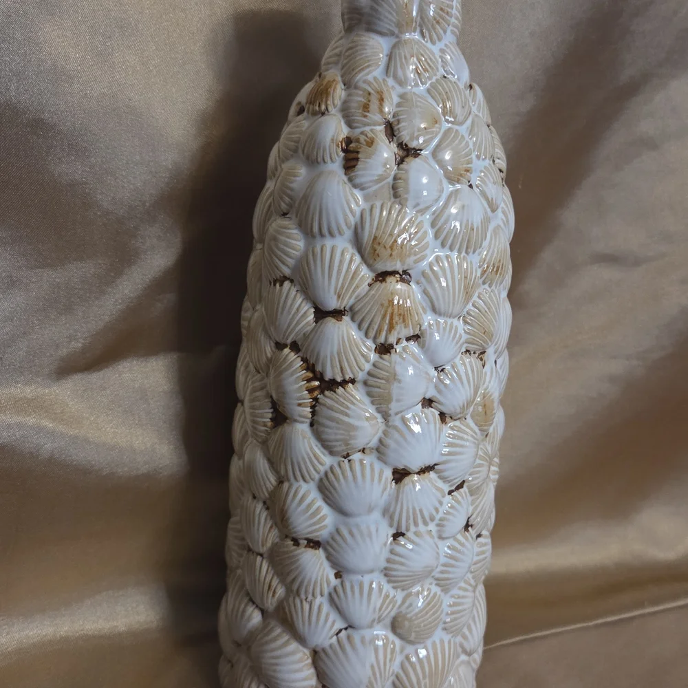 Coastal Seashell Encrusted Vase Home Decor Beach House Boho